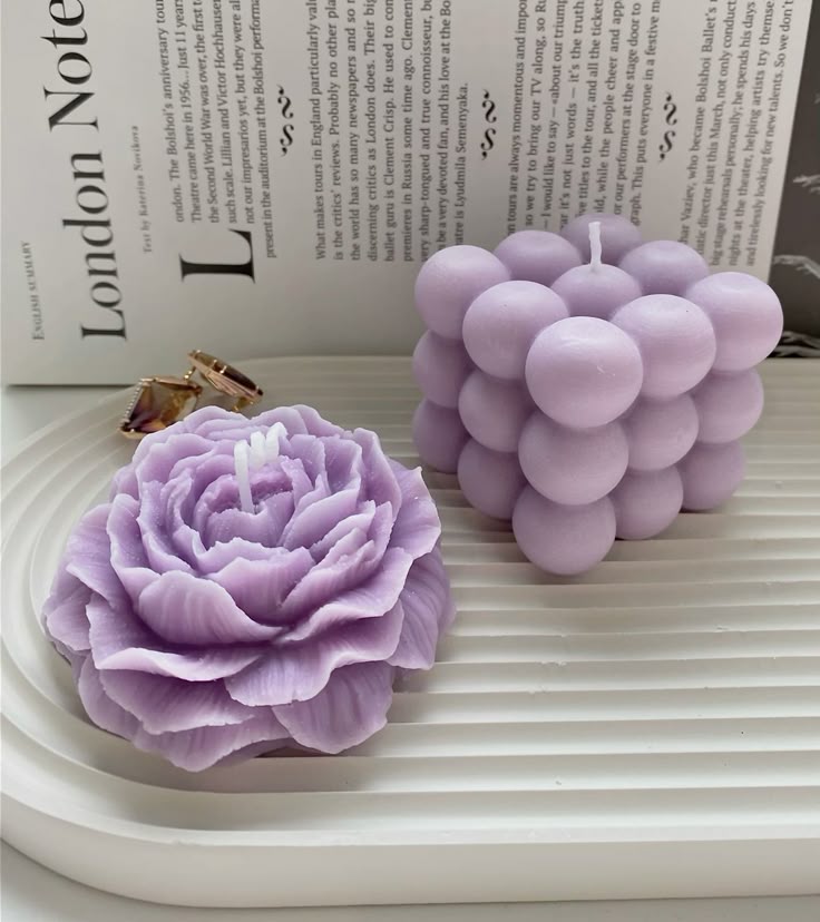 Decorallia Peony & Cube Candle Gift Set – Aesthetic Scented Duo Box