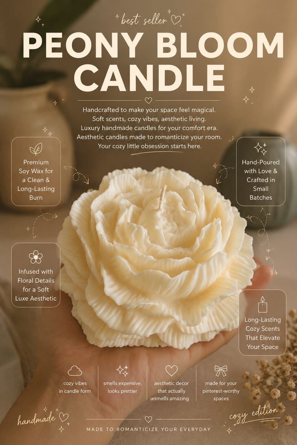 GIANT PEONY CANDLE