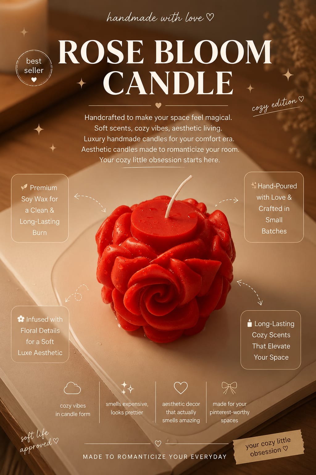 BIG ROSE CANDLE